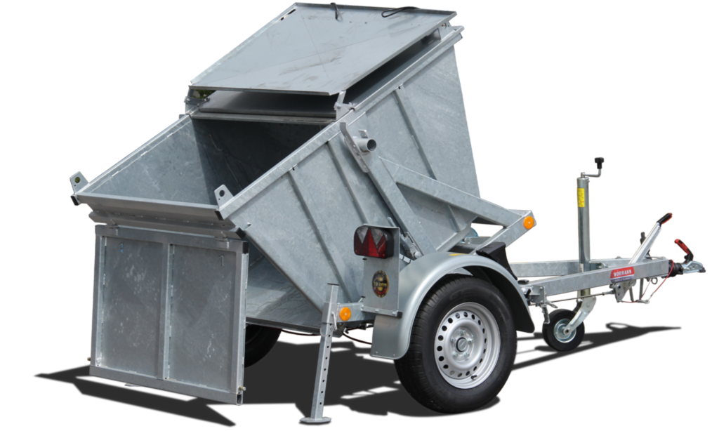 Absetzmulde 1,2 m³ feuerverzinkt mit Schüttklappe und Deckel