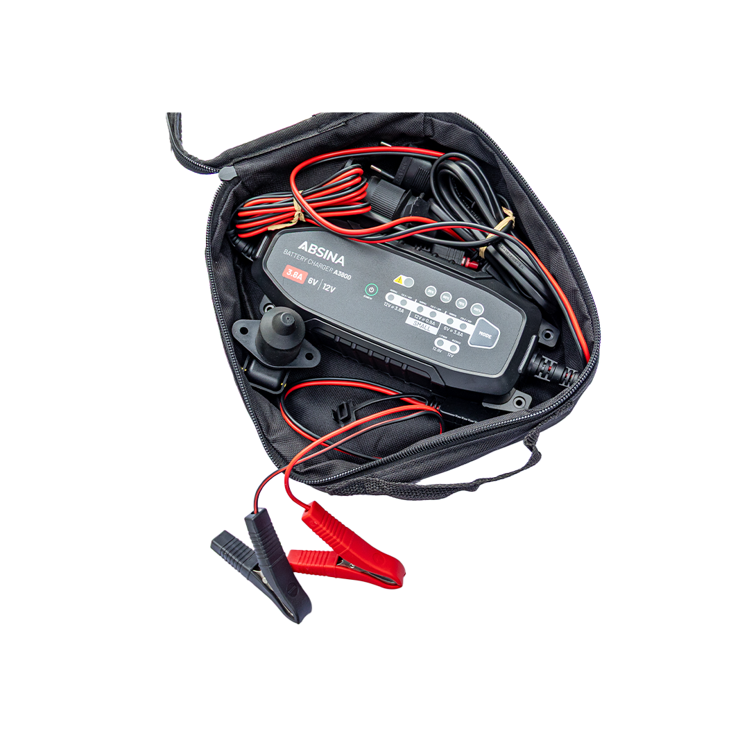 Batterieladegerät inkl. Klemmen, Zweipol-Stecker und Dose