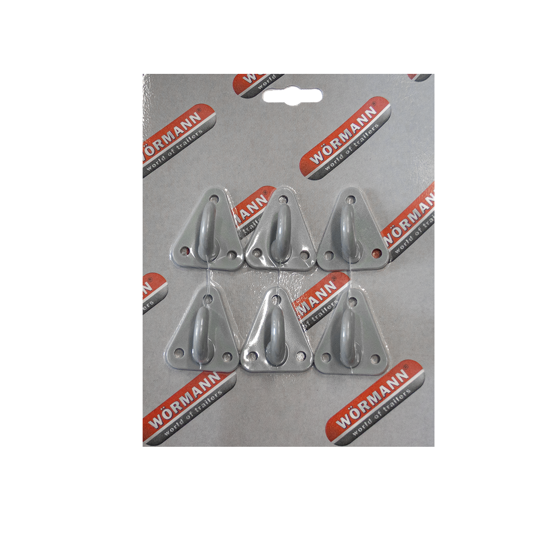 Dreiloch Planenhaken, Kunststoff, grau 6er Set